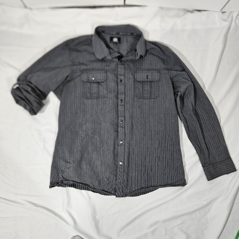 ROCK & REPUBLIC Gray Button-Up Shirt SIZE XXL